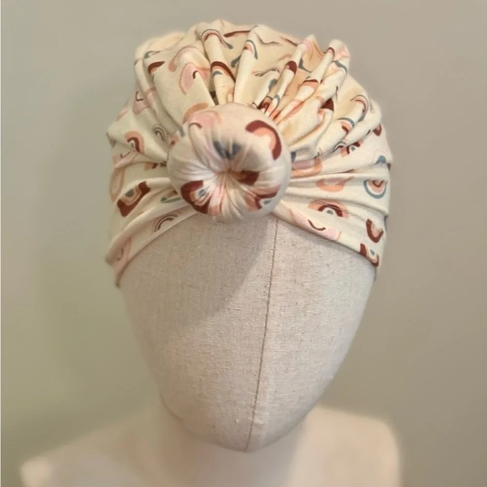 Stylish Cream Patterned Turban Headband